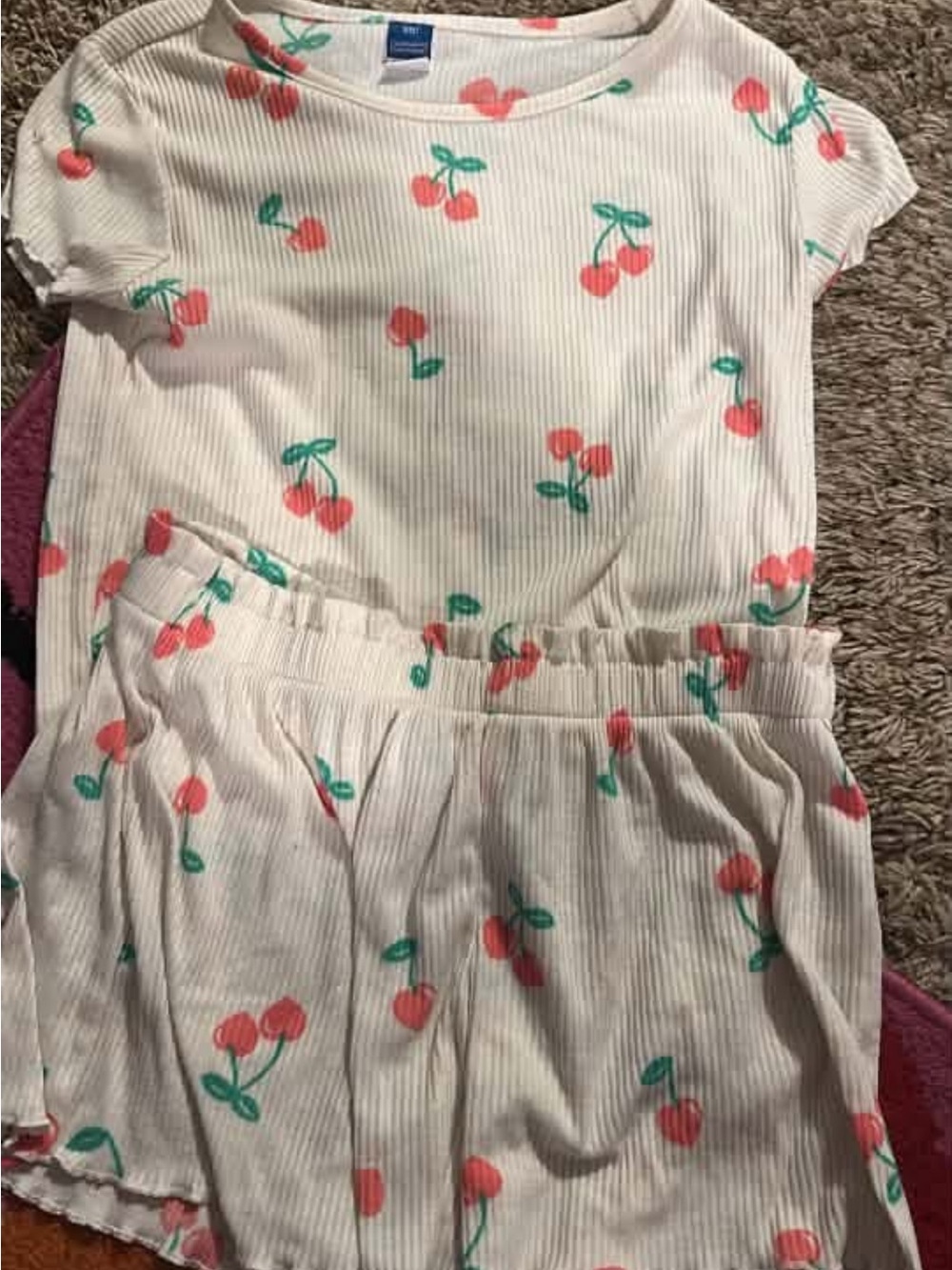 Old Navy Cream Kids Matching Set with Pink Cherry Print
